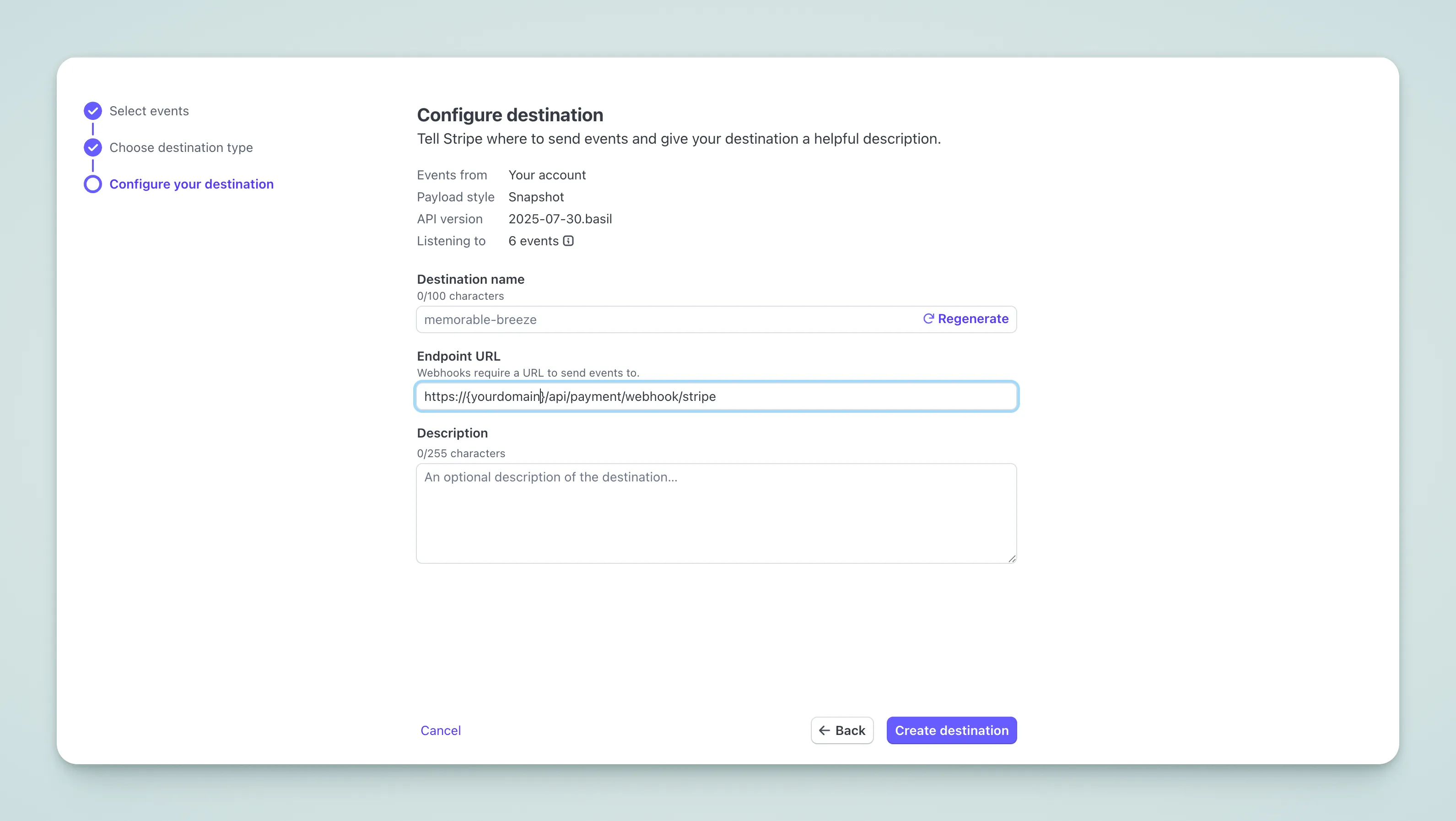 Stripe Webhook Path